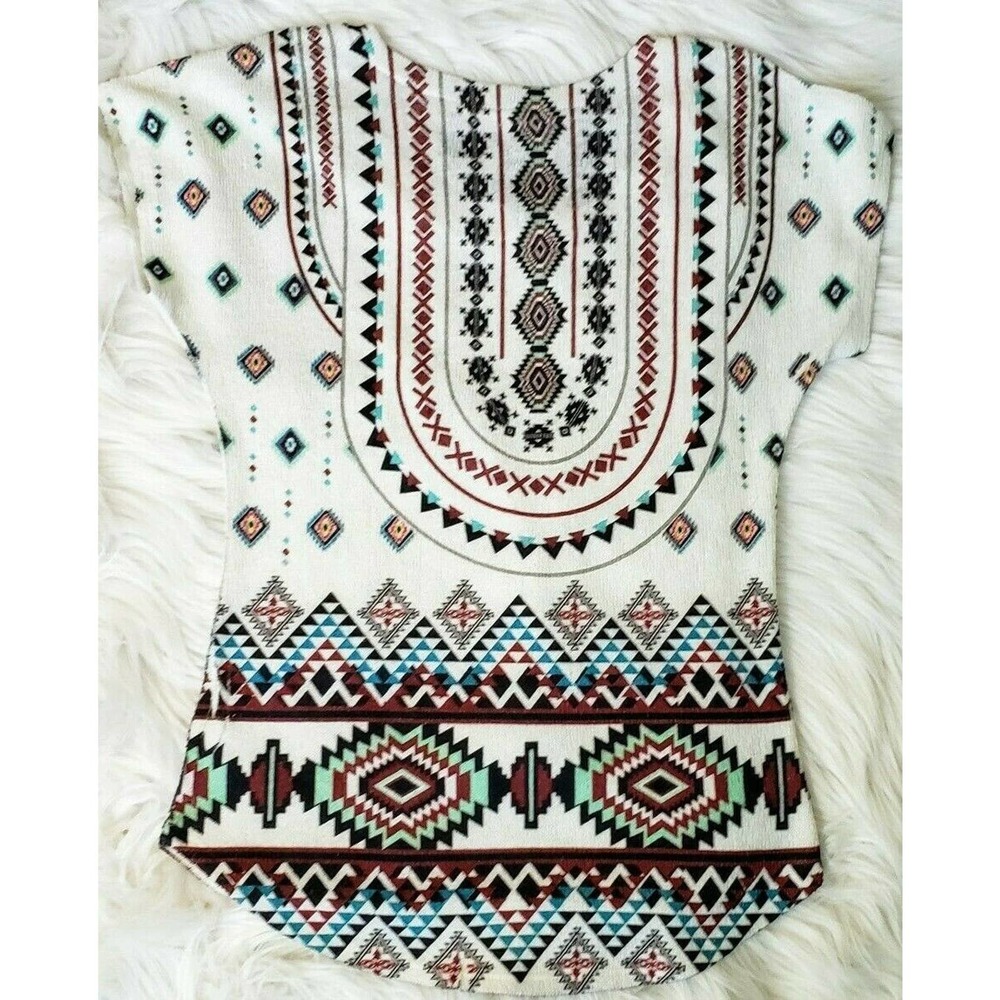 Native American Blouse Short SLV Geometric Small
